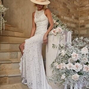 Lulus Love Everlasting White Floral Lace Mermaid Maxi Dress - Size M